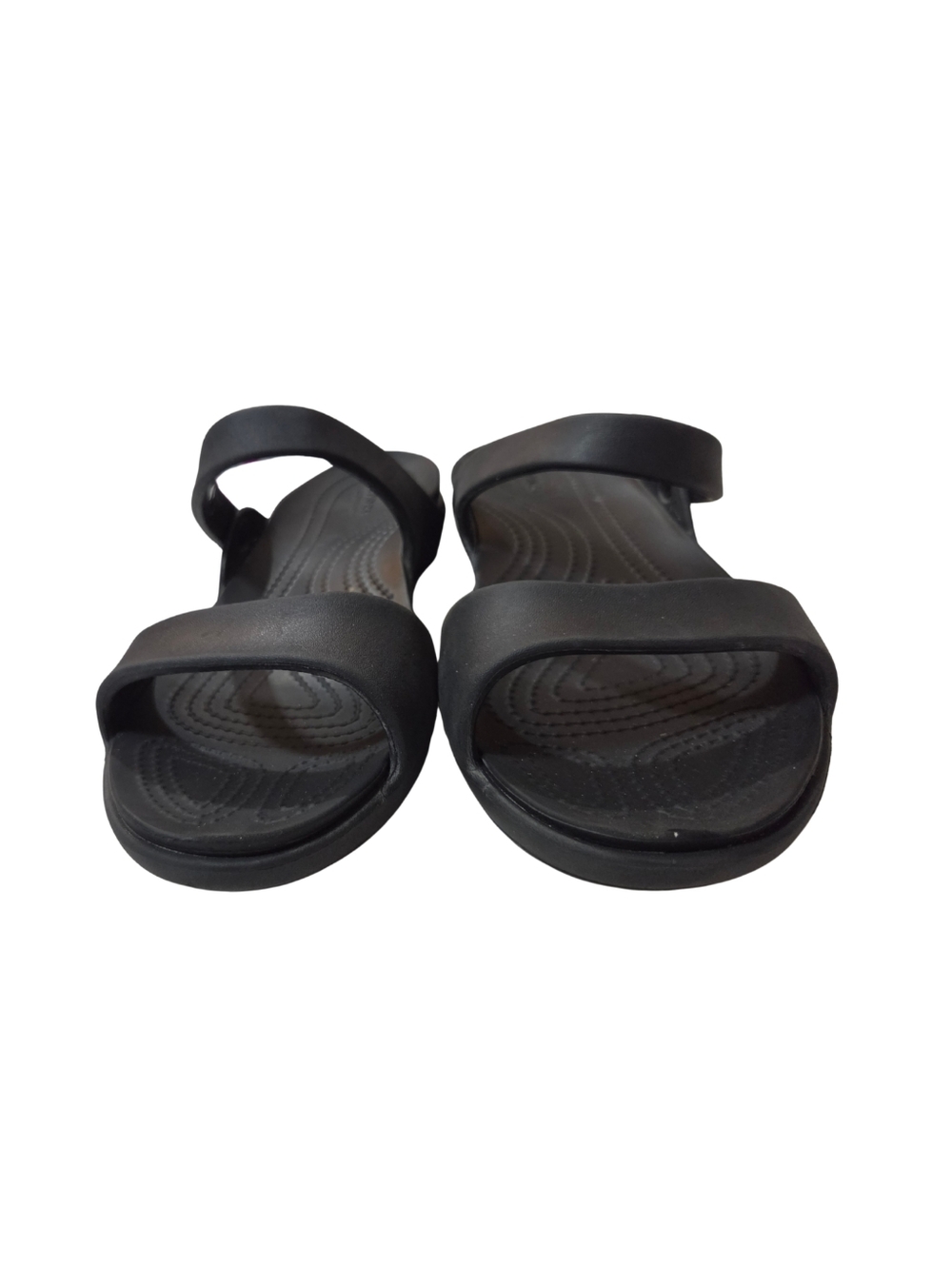 Crocs Womens 9 Cleo Slide Sandals Black Comfort Open Toe Waterproof Beach Travel - Picture 3 of 6